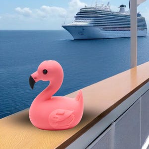Pink Flamingo Cruise Duck Gift Tropical Hide and Seek Duck for Ship Adventures Summer Party Favor Family Cruise Keepsake Gift Souvenir Duck