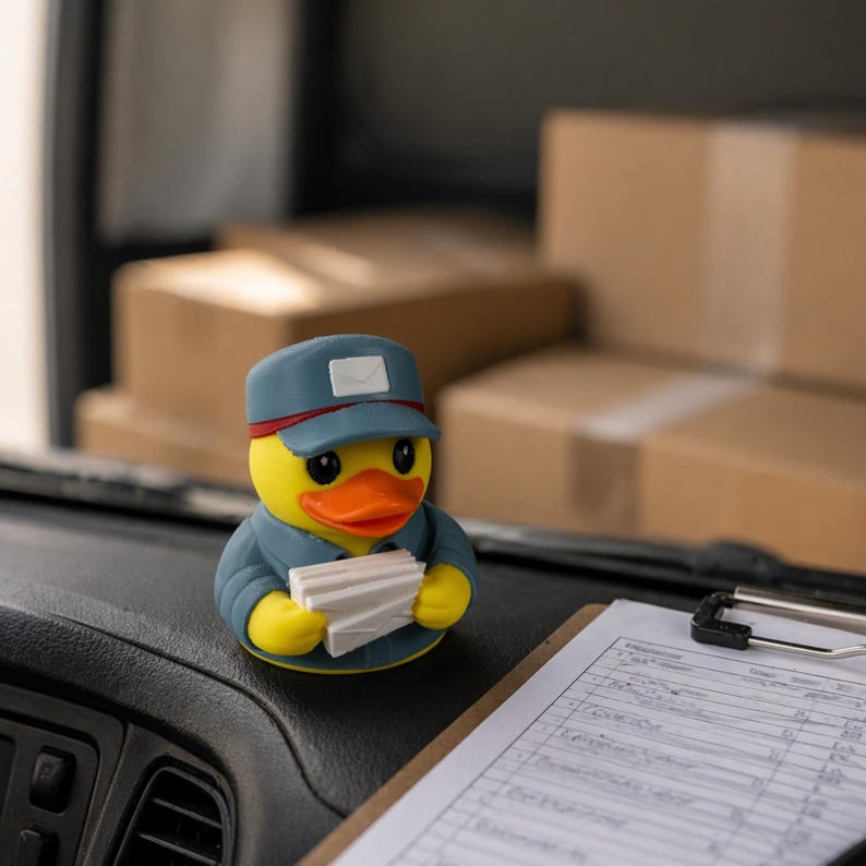 Postal Worker Desk Buddy Mail Carrier Gift Dashboard Duck Ornament Delivery Driver Appreciation Present Funny Figurine Car Accessory Vehicle Display Thank You Gift Employee Recognition Coworker Present Novelty Collectible 3D Printed Design