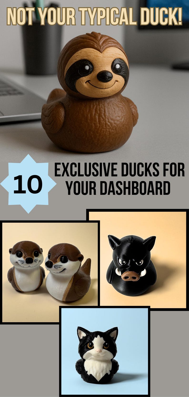 Sloth Duck Figurine Funny Animal Decoration 4x4er Dash Display Desk Accessory Cute Ducky Collectible Statue Unique Cruise Gift Ducking Game image 16