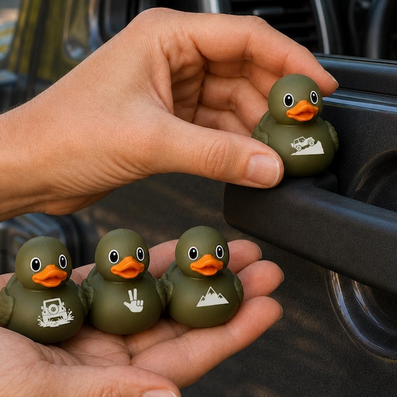 Tiny hand-crafted rubber duck figures customized for specific subcultures (camping, off-road, trail life) — the "ducking" gifting tradition meets personalized keepsake in a surprisingly niche and joyful way.