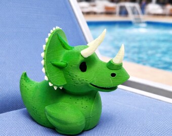 Triceratops Cruise Duck Green Dino with Sensory Horns Hide Seek 4x4 Ducking Gift Anxiety Stress Relief Spiky Toy