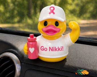 Breast Cancer Duck Dashboard Decoration Custom Thank You Accessory Thoughtful Gift Survivor Support Pink Ribbon Awareness Patient Keepsake