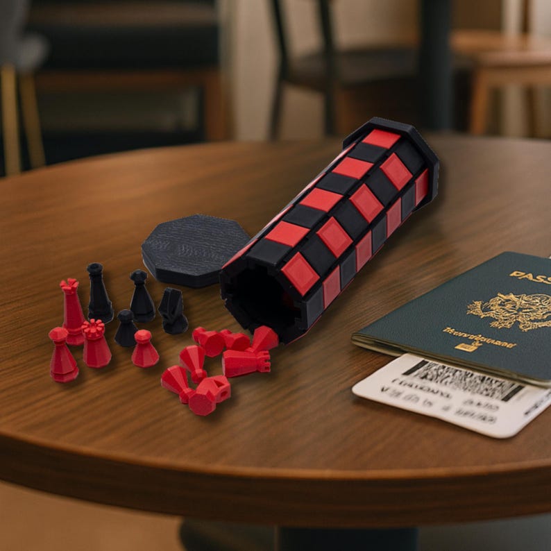 Travel Chess Set Tan Black Checkers Game Board Roll Up Portable Chess Vacation Entertainment Camping Activity Kit Compact Strategy Game image 10