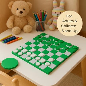 Travel Chess Set Tan Black Checkers Game Board Roll Up Portable Chess Vacation Entertainment Camping Activity Kit Compact Strategy Game Green and White