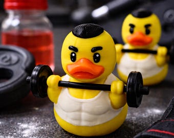 Weightlifting Duck Funny Figure Gym Rat Gift Men Desk Decor Fitness Birthday Present Bodybuilder Dashboard Accessory Cruise Game Trainer