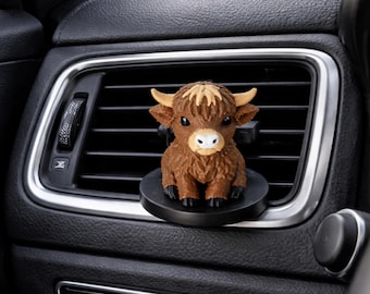 Highland Cow Car Vent Clip Decor Air Freshener Cow Diffuser Essential Oil Air Vent Clip 4X4 Accessory Highland Cow Lover Gift Car Charm