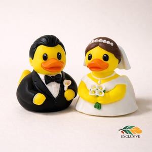 Bride Groom Duck 4x4 Decoration Dashboard Display Wedding Favor Bridal Shower Gift Idea Rustic Reception Centerpiece Table Accessory Modern
