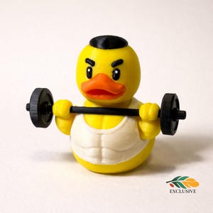 Weightlifting Duck Funny Figure Gym Rat Gift Men Desk Decor Fitness Birthday Present Bodybuilder Dashboard Accessory Cruise Game Trainer