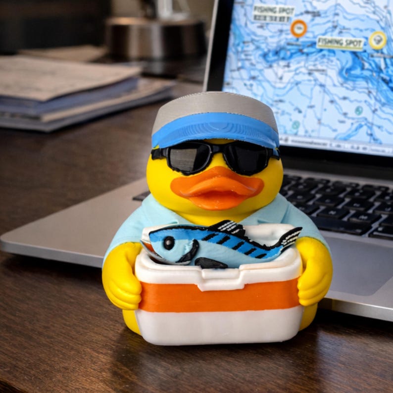 Fishing Duck Decor Duck Hunter Decoration Cabin Decor Fishing Enthusiast Present Desk Ornament Dashboard Fisherman Funny Gift Tackle Box image 2