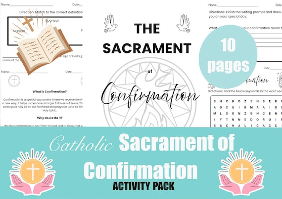 Confirmation Activity Pack | 10 Page Catholic Printable | Word Search, Coloring, Keywords, Story Prompt