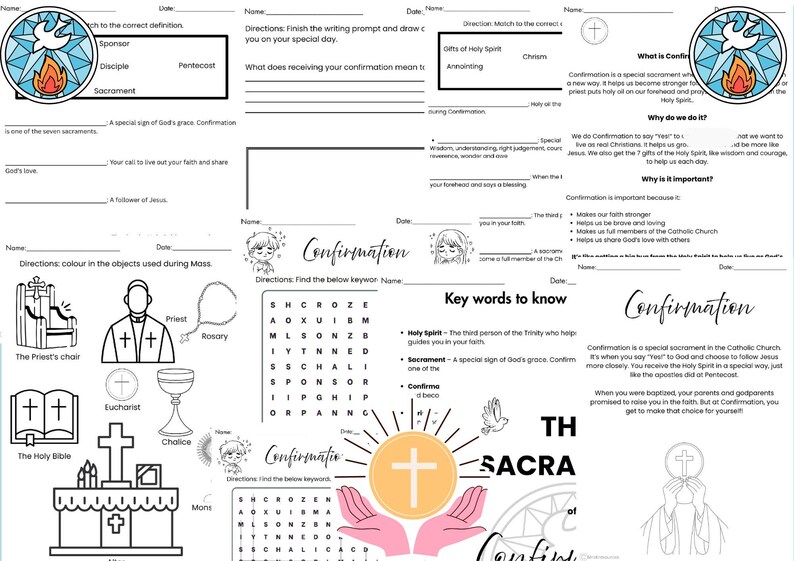 Confirmation Activity Pack | 10 Page Catholic Printable | Word Search ...