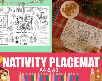 Instant Digital Download Nativity Placemat Activity Sheet