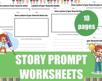 Story Prompt Worksheets: Fun Kids Writing Activity (Digital Download A4 PDF)