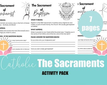 7 Sacraments Worksheet for Kids | Catholic Digital Printable | Religious Education Activity