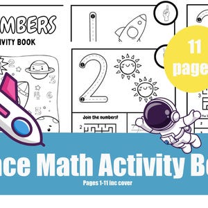 Space Math Activity Book: Educational Worksheet for Kids (PDF Download)