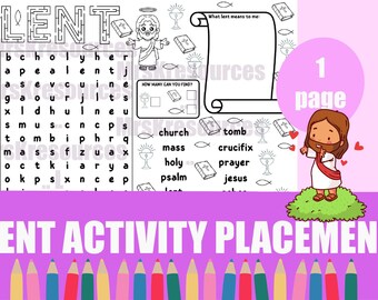 A4 Lent Activity Placement – Printable Christian Worksheet for Kids, Classrooms & Home Learning