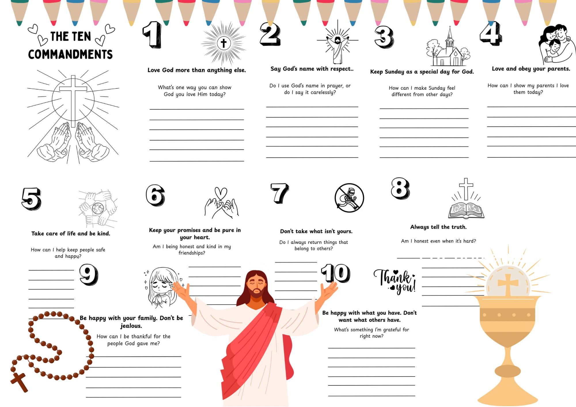 Kids Catholic Ten Commandments Activity Bundle | Religious Education ...