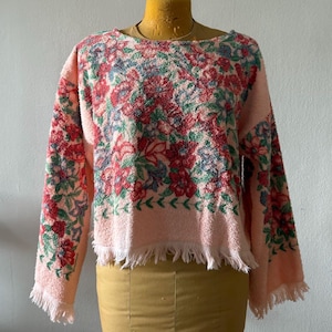 Handmade Vintage Towel Pullover – Floral Boho Top