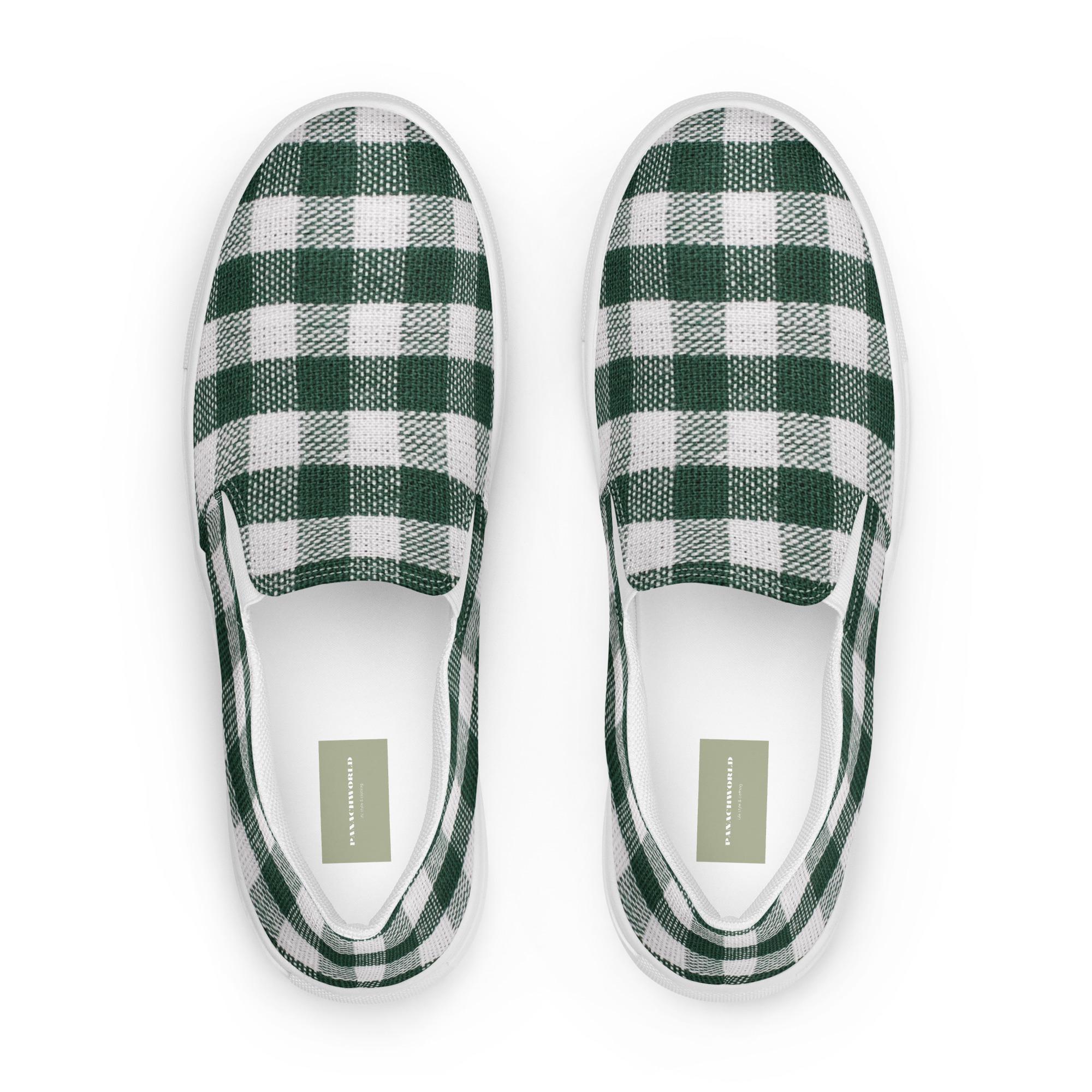 Zapatillas de lona a cuadros verdes y blancos | Zapatillas Casual Mujer