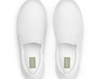 Sneakers slip-on da uomo in tela bianca | Sneakers slip-on minimaliste, scarpe estive casual, idea regalo per lui