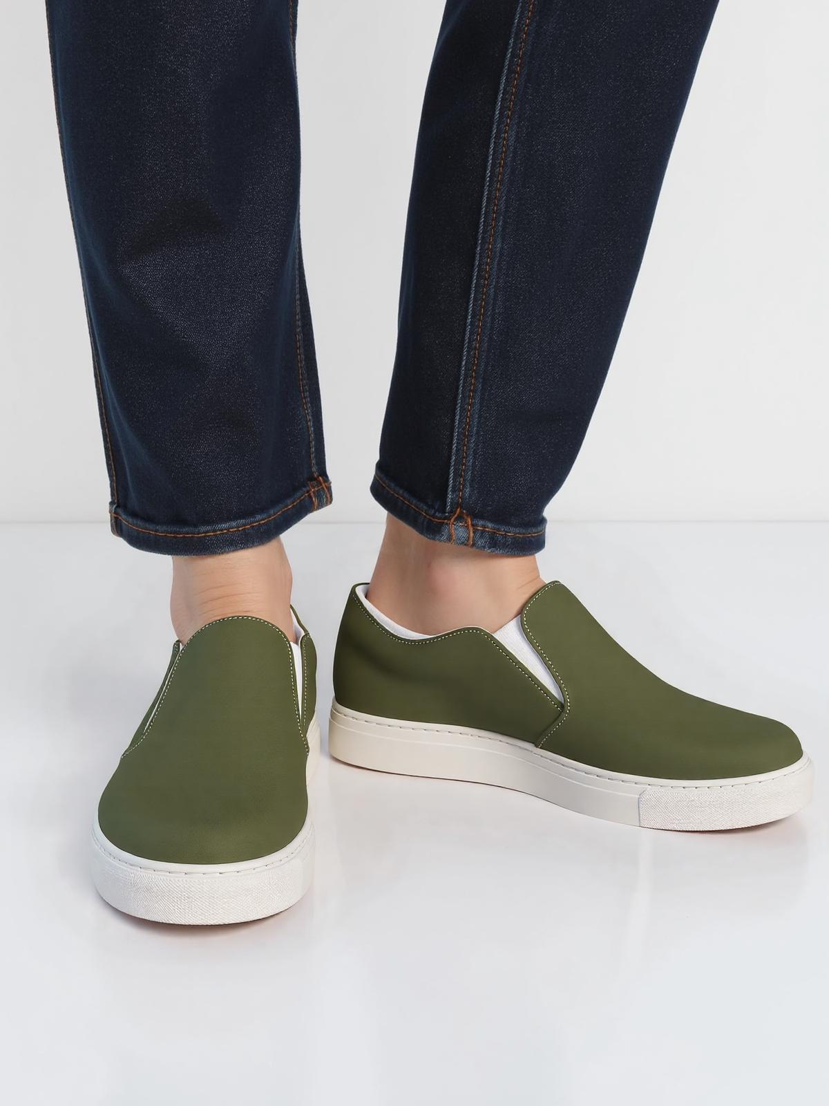Olive Green Canvas Slip-on Shoes: Men display picture 3