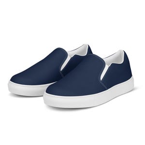 Mens Canvas Slip On | Navy Blue Minimalist Sneakers | Comfortable Casual Summer Slip-Ons | Urban Style | Perfect Gift for Him