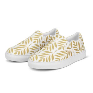 Casual Chic Gold Leaf Print Shoes | Comfortable Slip-On Shoes Spring-Summer