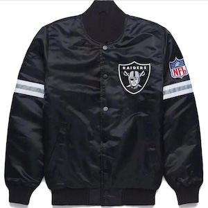 Oakland Raider Baseball Bomber Style Letterman Black Satin Varsity Handmade Jacket