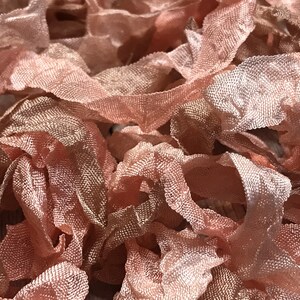 TUTU crinkled seam binding, hand-dyed shades of blush pink and taupe, rayon seam binding image 2