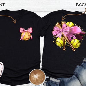 Coquette Softball Shirt, Softball Mom Shirt, Softball Gift, Game Day Softball T-Shirt, Softball Bow Tee, Softball Lover Shirt, Softball Tees