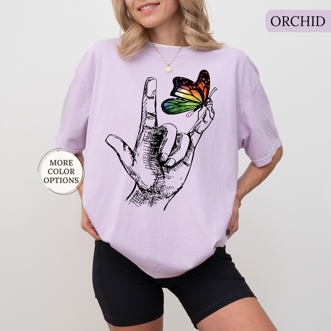 Comfort Colors® ASL I Love You Shirt, Butterfly Hand Tee, Deaf ...