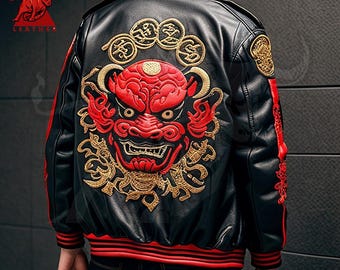 ★中古美品★　ラグビー日本代表　トラックパフォーマンスジャケット Tiger Japan Warrior Varsity Jacket Black - Sukajan