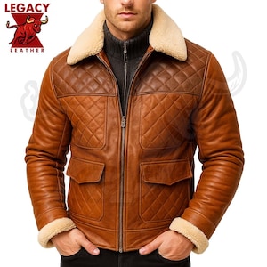 Aviator Leather Jacket With Fur Collar, Handmade Bomber Jacket, Stylish Flight Outerwear Outfit Perfect For Casual Use