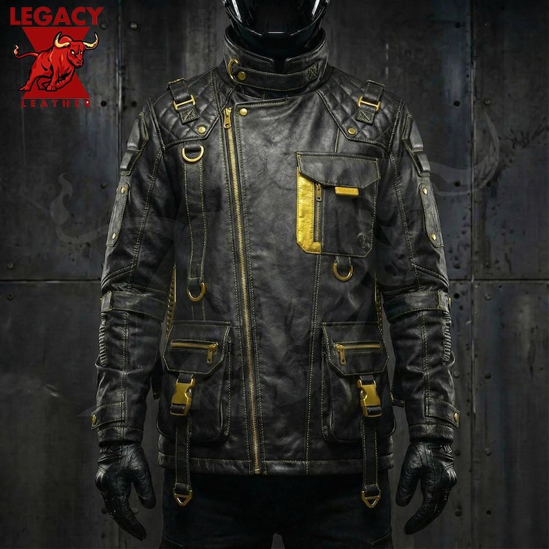 Robotics Racer Jacket Robotic Leather Jacket, Futuristic Space and Bike Fashion Outfit ...