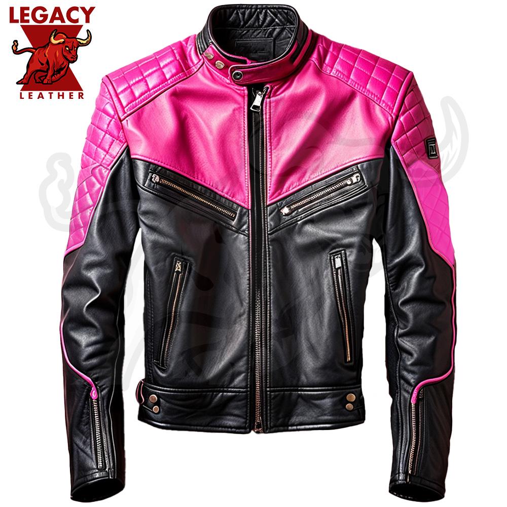 ジャケット・アウター 90s FRANCE-MADE Pink RAM Leather JKT Women's Vixen Pink Classic Collar Leather Jacket – The