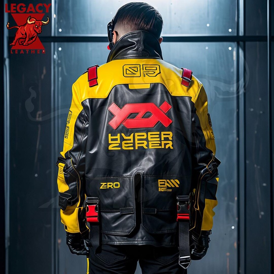 Robotic Leather Jacket, Yellow & Black Sci Fi Futuristic Outfit for ...