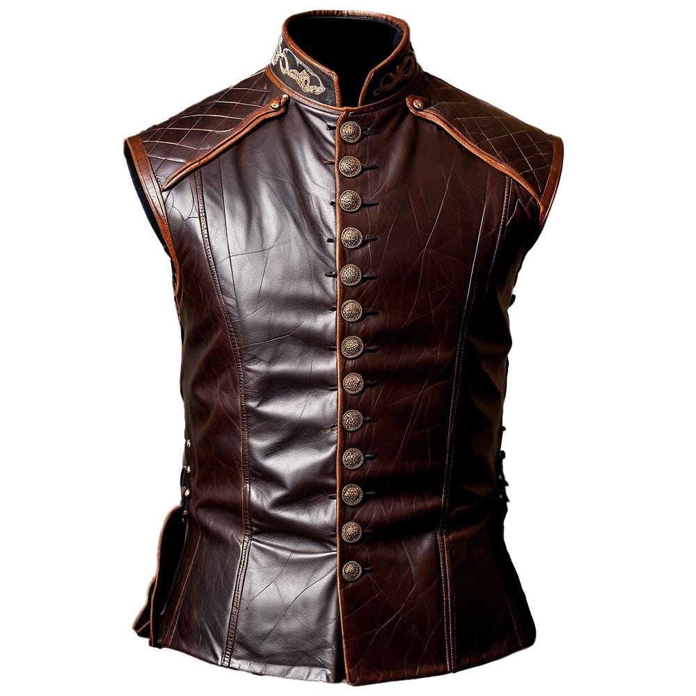 Genuine Leather Vest, Vintage Renaissance Vest, Great for Cosplay
