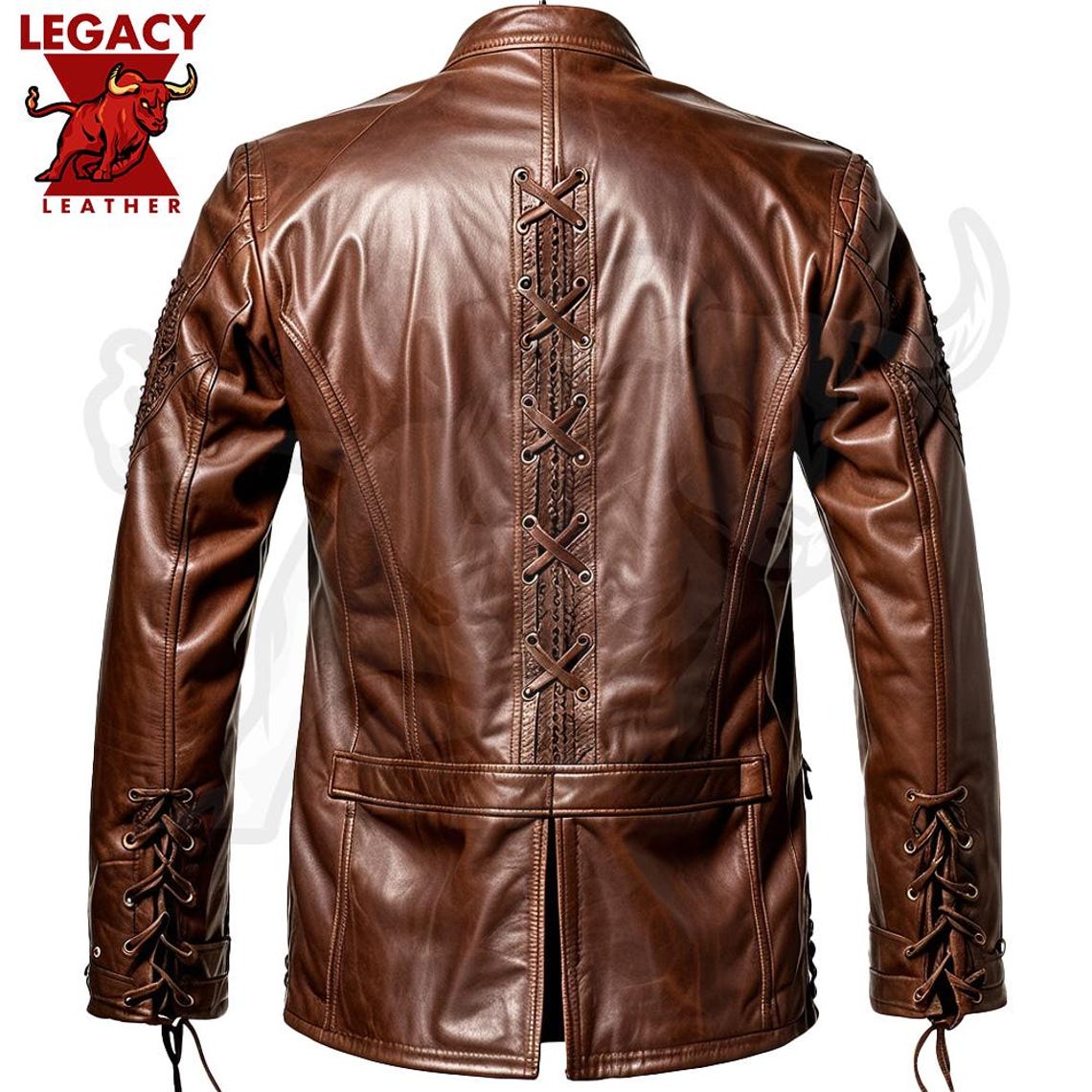 Warrior Medieval Leather Jacket, Handmade Rivet Buckle Outfit for ...