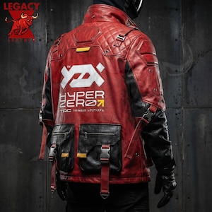 Robotic Leather Jacket, Futuristic Space And Bike Fashion Outfit, Leather Techwear Jacket, Ideal for Sci-Fi Lovers And Streetwear Fans
