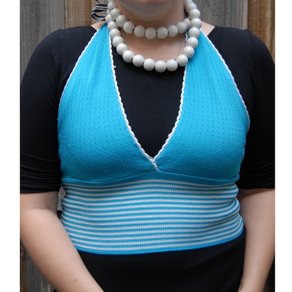 70s Blue Halter Top