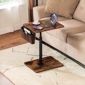 Adjustable Swivel Sofa Armrest Tray Table, C-Shaped Couch Side Table, Laptop Desk