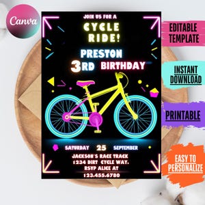 Bike Birthday Invitation, Racing Theme, Editable Template (PDF Download)