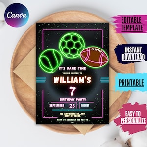 Editable Sports Invitation, Sports Invites, Sports flyer, Sport Theme Invite, ALL STAR SPORTS Invitation Template