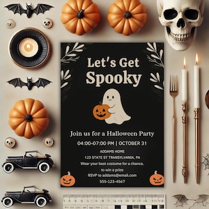 Halloween Party Invitation | Costume Party | Instant Download | Halloween Invitation | Let&#39;s Get Spooky