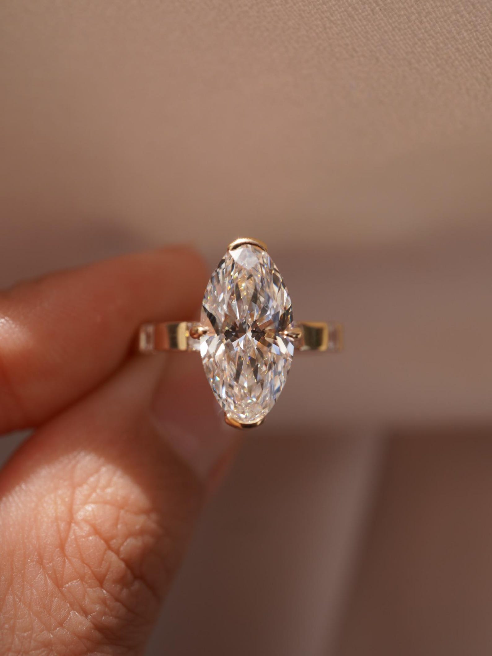 Semi Mount Moval Cut 3 Carat Moissanite Diamond Engagement Ring, Moval Diamond Solitaire Ring, Minimalist Stacking Ring