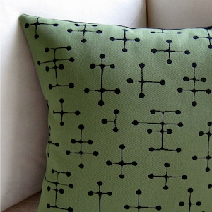 Maharam Eames Dot Pillow Cover Small Dot Pattern Green and Black MANY SIZES AVAILABLE image 1