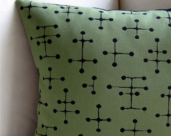 Maharam Eames Dot Pillow Cover  - Small Dot Pattern - Green and Black - MANY SIZES AVAILABLE
