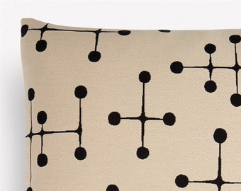 Eames Large Dot Throw Pillow Cover - Maharam Upholstery fabric - Cream and Black - Document - 1947 Retro design - Many Sizes Available