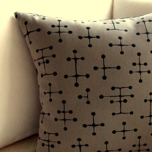 MCM Eames Dot Retro Pillow Cover Maharam Fabric Small Dot Pattern Taupe Grey and Black Many Sizes Available image 3