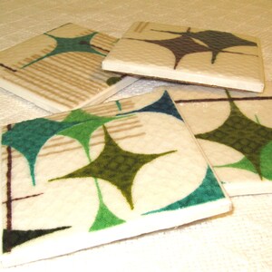 Vintage Starlight Room Barkcloth Coasters GREAT Gift Idea Ceramic Tiles Set of 4 approx 4 x 4 FREE SHIPPING image 5